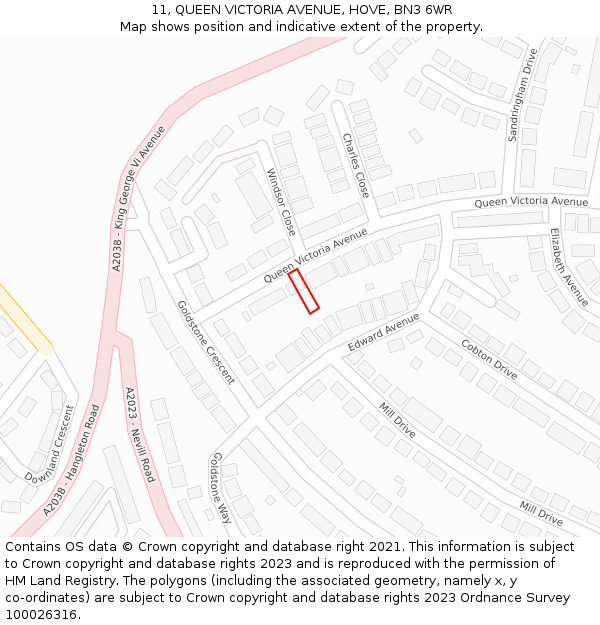 11, QUEEN VICTORIA AVENUE, HOVE, BN3 6WR: Location map and indicative extent of plot