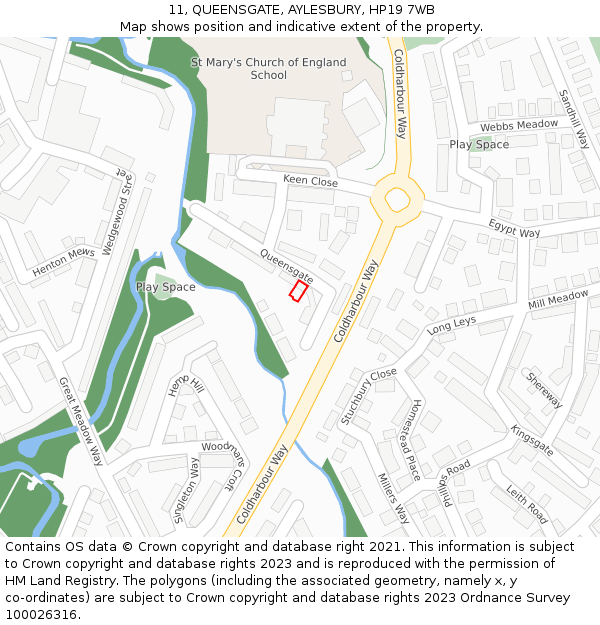 11, QUEENSGATE, AYLESBURY, HP19 7WB: Location map and indicative extent of plot