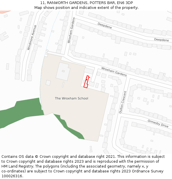 11, RANWORTH GARDENS, POTTERS BAR, EN6 3DP: Location map and indicative extent of plot