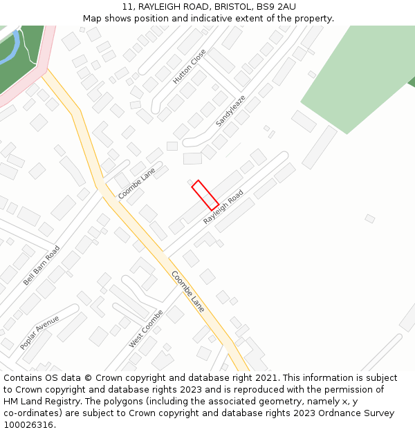 11, RAYLEIGH ROAD, BRISTOL, BS9 2AU: Location map and indicative extent of plot