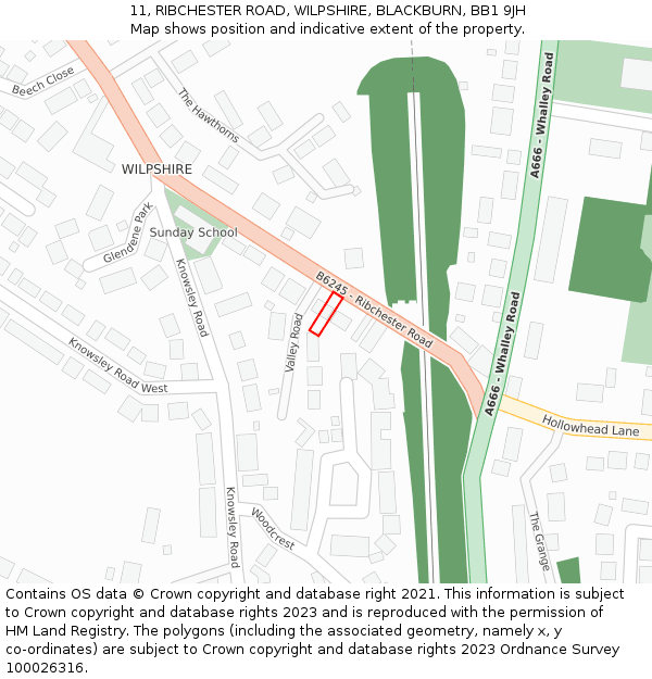 11, RIBCHESTER ROAD, WILPSHIRE, BLACKBURN, BB1 9JH: Location map and indicative extent of plot