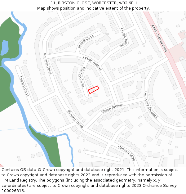 11, RIBSTON CLOSE, WORCESTER, WR2 6EH: Location map and indicative extent of plot
