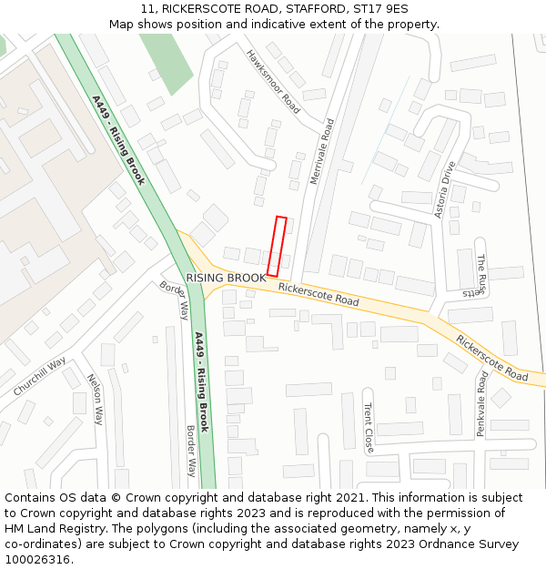 11, RICKERSCOTE ROAD, STAFFORD, ST17 9ES: Location map and indicative extent of plot