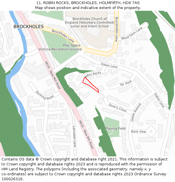 11, ROBIN ROCKS, BROCKHOLES, HOLMFIRTH, HD9 7AS: Location map and indicative extent of plot