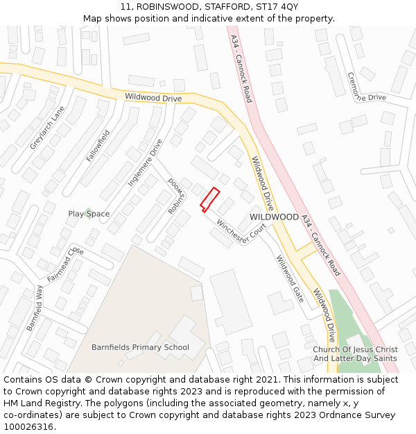 11, ROBINSWOOD, STAFFORD, ST17 4QY: Location map and indicative extent of plot