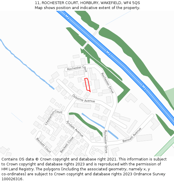 11, ROCHESTER COURT, HORBURY, WAKEFIELD, WF4 5QS: Location map and indicative extent of plot