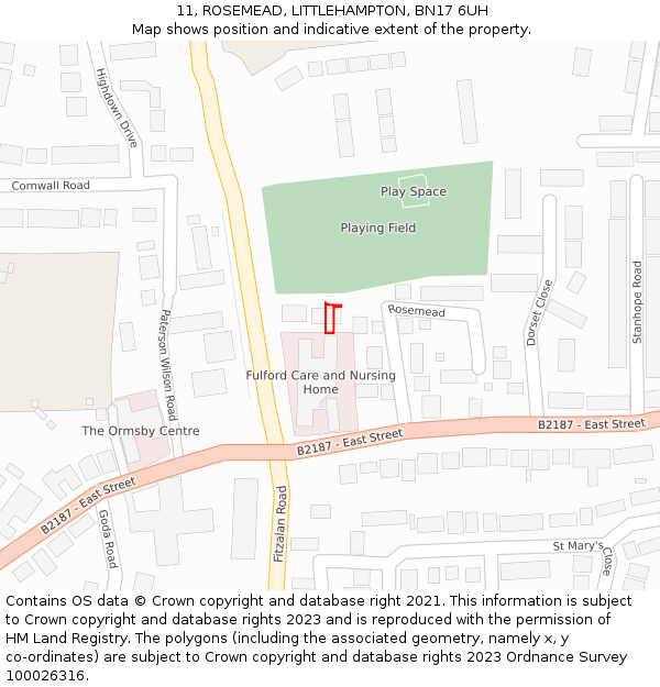11, ROSEMEAD, LITTLEHAMPTON, BN17 6UH: Location map and indicative extent of plot
