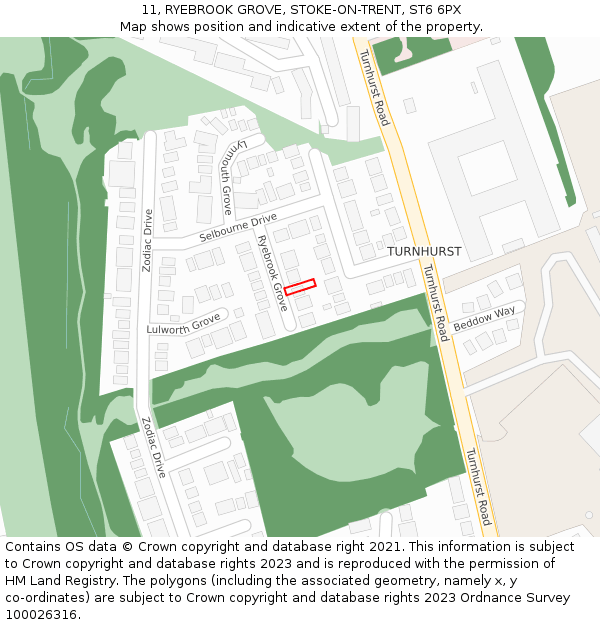 11, RYEBROOK GROVE, STOKE-ON-TRENT, ST6 6PX: Location map and indicative extent of plot