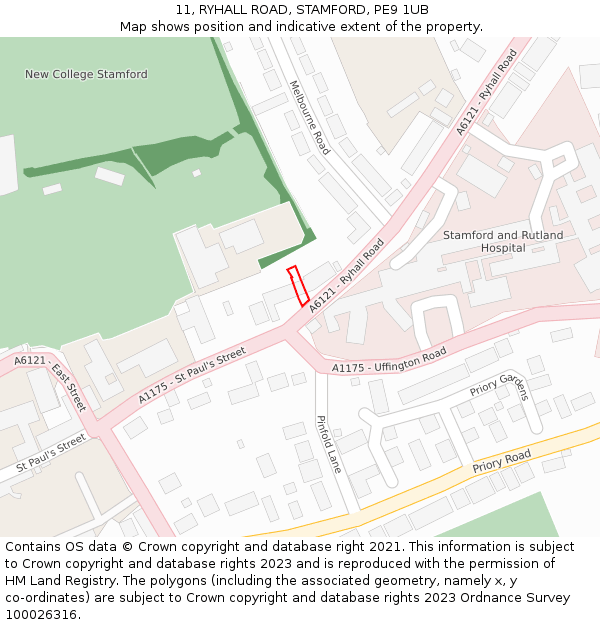 11, RYHALL ROAD, STAMFORD, PE9 1UB: Location map and indicative extent of plot