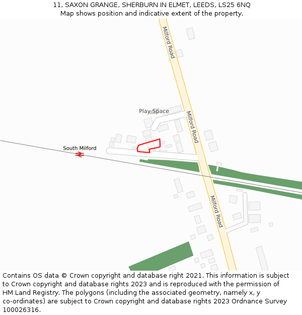 11, SAXON GRANGE, SHERBURN IN ELMET, LEEDS, LS25 6NQ: Location map and indicative extent of plot