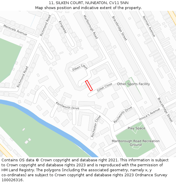 11, SILKEN COURT, NUNEATON, CV11 5NN: Location map and indicative extent of plot