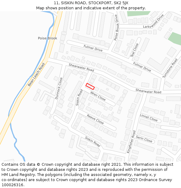 11, SISKIN ROAD, STOCKPORT, SK2 5JX: Location map and indicative extent of plot