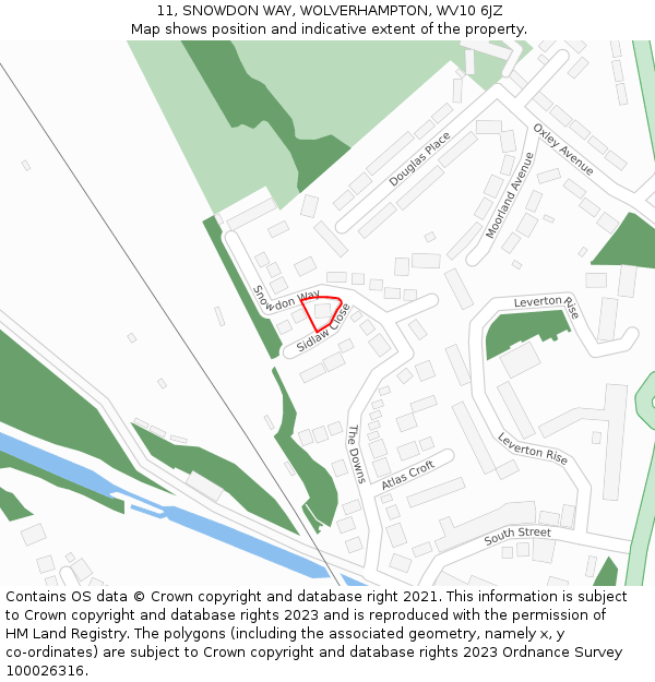 11, SNOWDON WAY, WOLVERHAMPTON, WV10 6JZ: Location map and indicative extent of plot