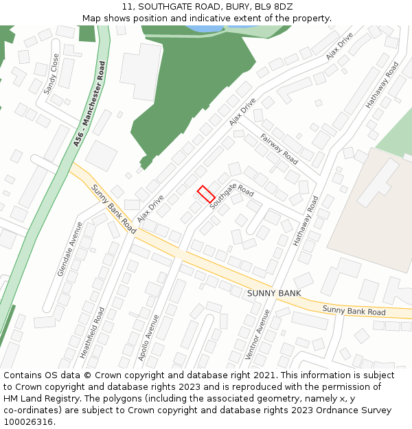 11, SOUTHGATE ROAD, BURY, BL9 8DZ: Location map and indicative extent of plot