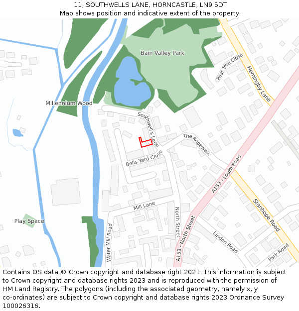 11, SOUTHWELLS LANE, HORNCASTLE, LN9 5DT: Location map and indicative extent of plot