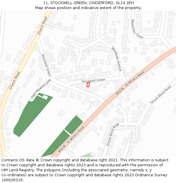 11, STOCKWELL GREEN, CINDERFORD, GL14 2EH: Location map and indicative extent of plot