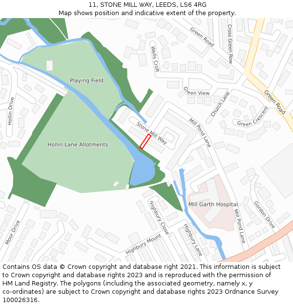 11, STONE MILL WAY, LEEDS, LS6 4RG: Location map and indicative extent of plot