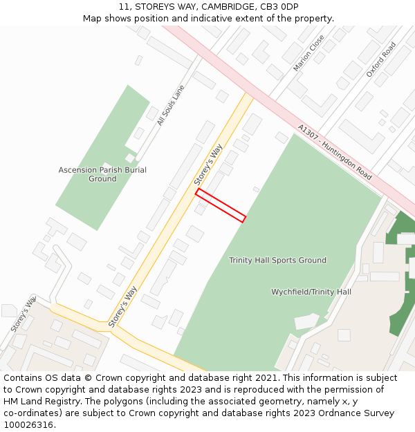 11, STOREYS WAY, CAMBRIDGE, CB3 0DP: Location map and indicative extent of plot