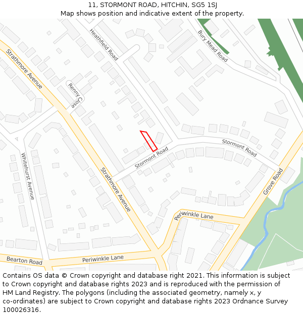 11, STORMONT ROAD, HITCHIN, SG5 1SJ: Location map and indicative extent of plot