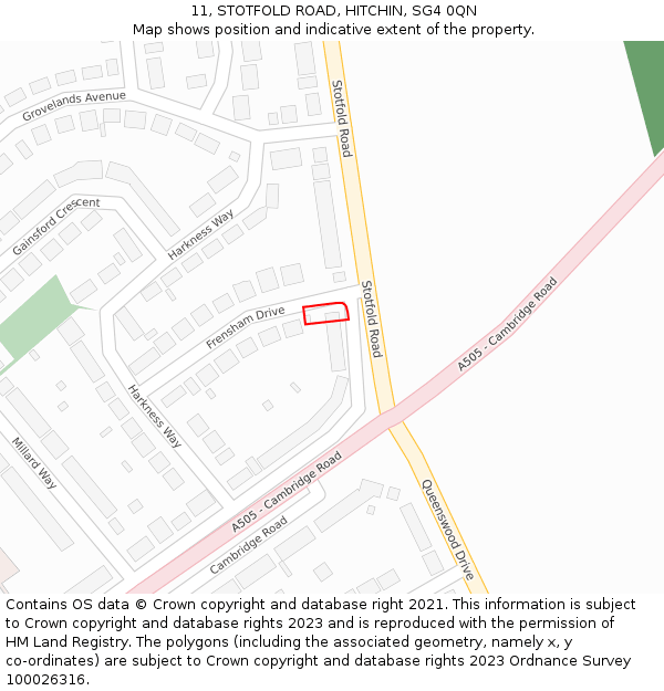 11, STOTFOLD ROAD, HITCHIN, SG4 0QN: Location map and indicative extent of plot