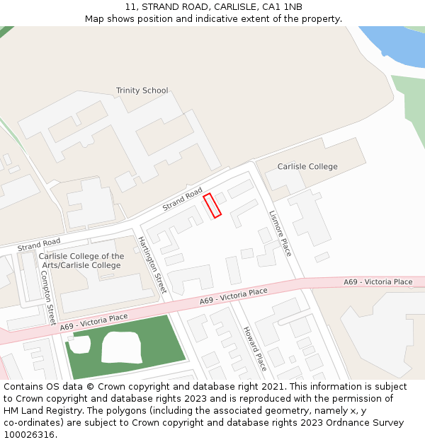 11, STRAND ROAD, CARLISLE, CA1 1NB: Location map and indicative extent of plot