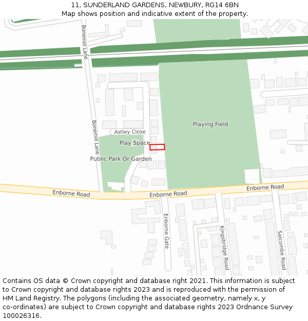 11, SUNDERLAND GARDENS, NEWBURY, RG14 6BN: Location map and indicative extent of plot