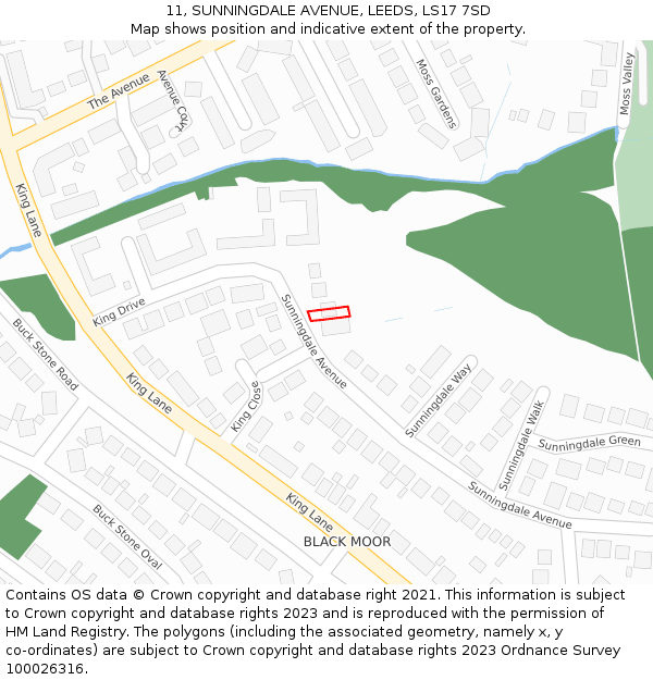 11, SUNNINGDALE AVENUE, LEEDS, LS17 7SD: Location map and indicative extent of plot