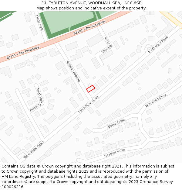 11, TARLETON AVENUE, WOODHALL SPA, LN10 6SE: Location map and indicative extent of plot