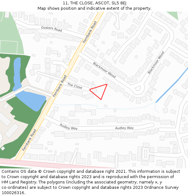 11, THE CLOSE, ASCOT, SL5 8EJ: Location map and indicative extent of plot