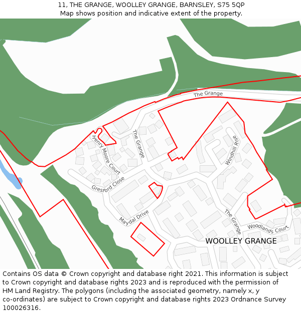 11, THE GRANGE, WOOLLEY GRANGE, BARNSLEY, S75 5QP: Location map and indicative extent of plot