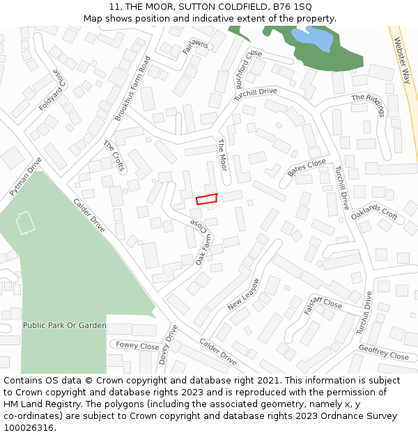 11, THE MOOR, SUTTON COLDFIELD, B76 1SQ: Location map and indicative extent of plot