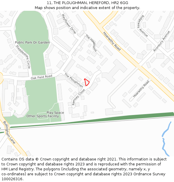 11, THE PLOUGHMAN, HEREFORD, HR2 6GG: Location map and indicative extent of plot
