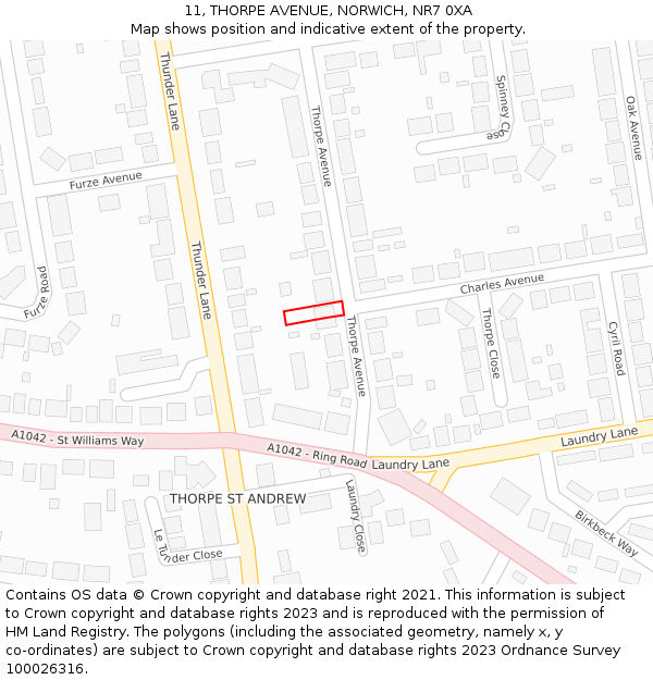 11, THORPE AVENUE, NORWICH, NR7 0XA: Location map and indicative extent of plot