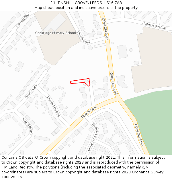 11, TINSHILL GROVE, LEEDS, LS16 7AR: Location map and indicative extent of plot