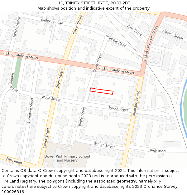 11, TRINITY STREET, RYDE, PO33 2BT: Location map and indicative extent of plot