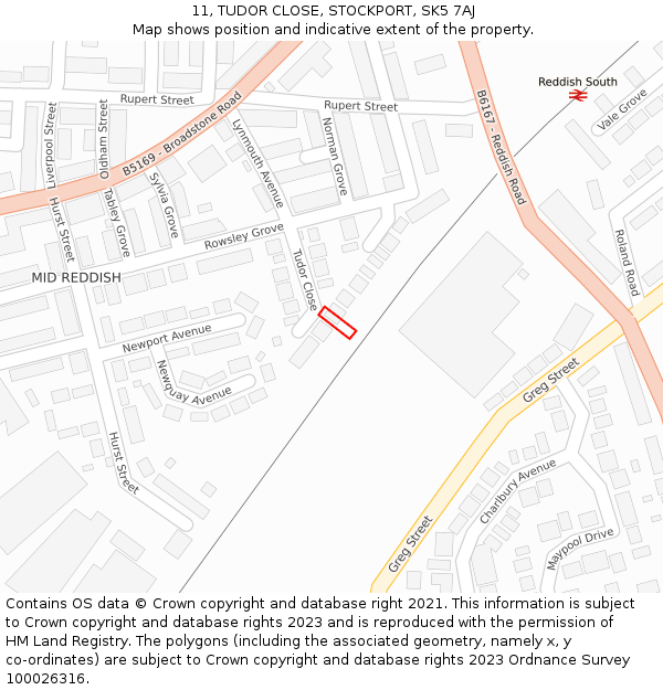 11, TUDOR CLOSE, STOCKPORT, SK5 7AJ: Location map and indicative extent of plot