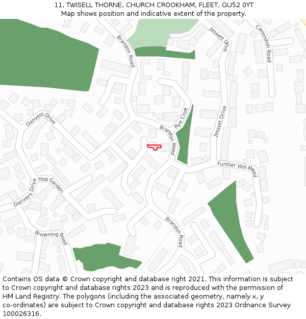 11, TWISELL THORNE, CHURCH CROOKHAM, FLEET, GU52 0YT: Location map and indicative extent of plot