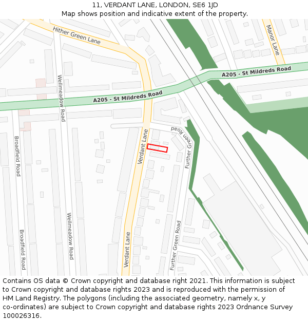 11, VERDANT LANE, LONDON, SE6 1JD: Location map and indicative extent of plot