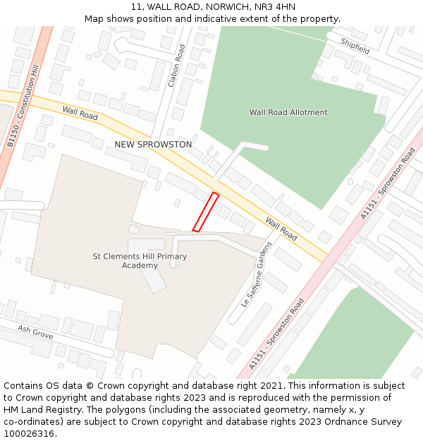11, WALL ROAD, NORWICH, NR3 4HN: Location map and indicative extent of plot