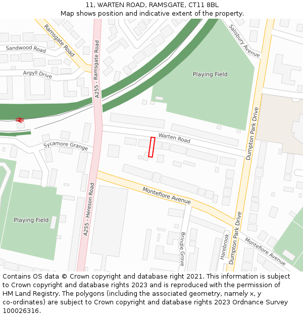 11, WARTEN ROAD, RAMSGATE, CT11 8BL: Location map and indicative extent of plot