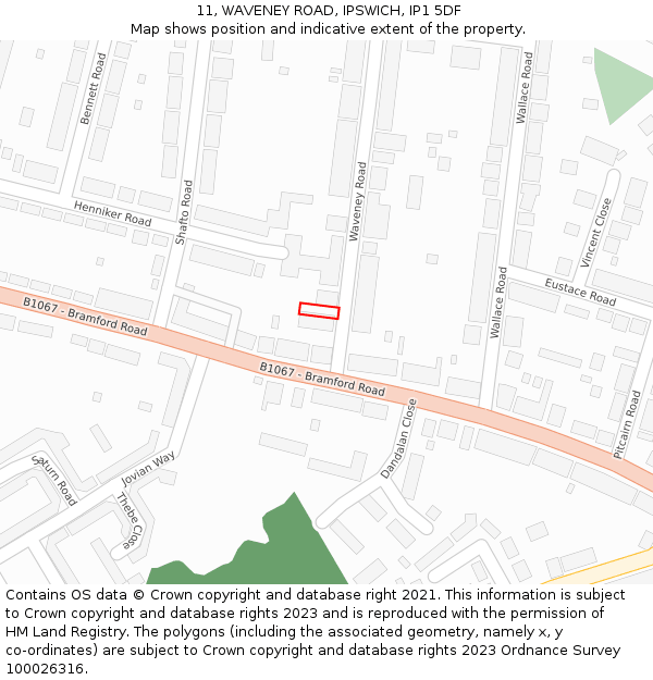 11, WAVENEY ROAD, IPSWICH, IP1 5DF: Location map and indicative extent of plot