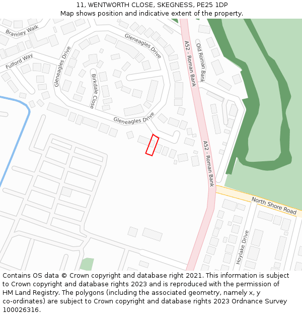 11, WENTWORTH CLOSE, SKEGNESS, PE25 1DP: Location map and indicative extent of plot