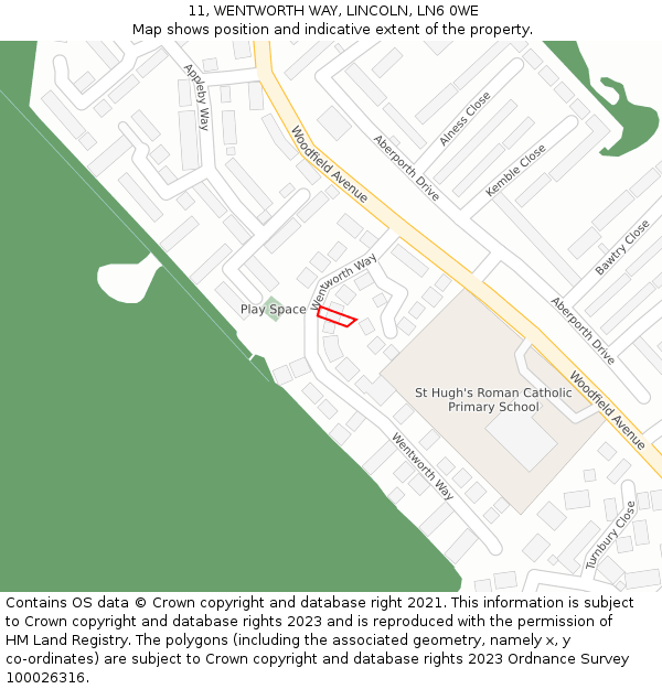 11, WENTWORTH WAY, LINCOLN, LN6 0WE: Location map and indicative extent of plot