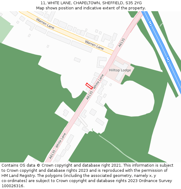 11, WHITE LANE, CHAPELTOWN, SHEFFIELD, S35 2YG: Location map and indicative extent of plot