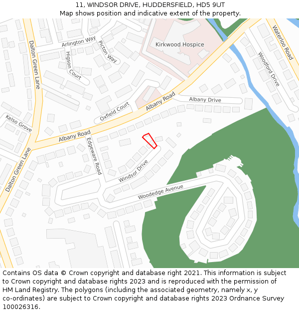 11, WINDSOR DRIVE, HUDDERSFIELD, HD5 9UT: Location map and indicative extent of plot
