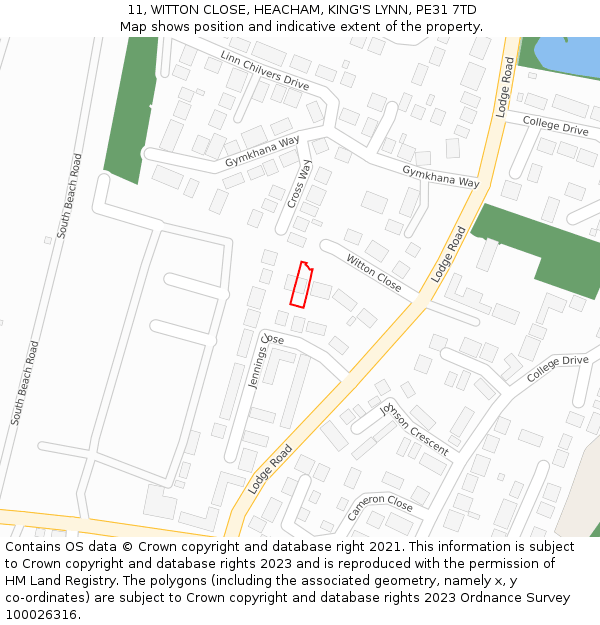 11, WITTON CLOSE, HEACHAM, KING'S LYNN, PE31 7TD: Location map and indicative extent of plot