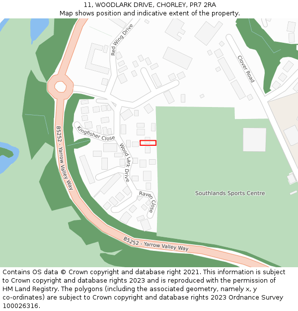 11, WOODLARK DRIVE, CHORLEY, PR7 2RA: Location map and indicative extent of plot
