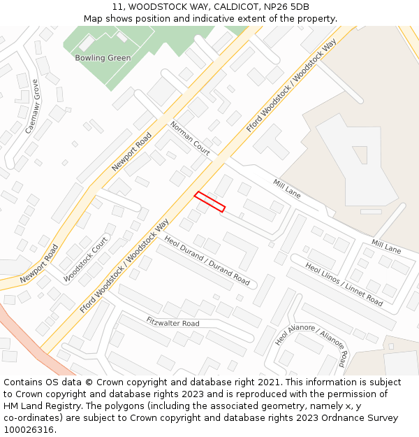 11, WOODSTOCK WAY, CALDICOT, NP26 5DB: Location map and indicative extent of plot