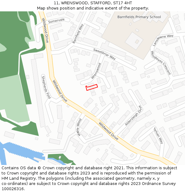 11, WRENSWOOD, STAFFORD, ST17 4HT: Location map and indicative extent of plot