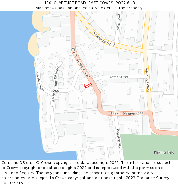 110, CLARENCE ROAD, EAST COWES, PO32 6HB: Location map and indicative extent of plot